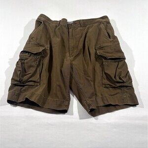 VTG Polo Ralph Lauren Men Short Brown Cargo Pocket Chino Sz 38 Missing Buttons